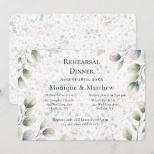 Eukalyptus Pink Blush Hochzeitsprobe-Dinnerparty Einladung