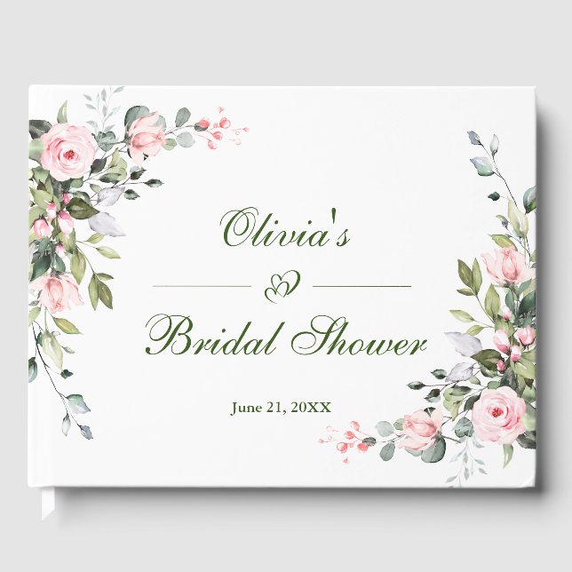 Eukalyptus Pink Blush Rose Brautparty Gästebuch (Vorderseite)