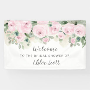 Eukalyptus Pink Rose Brautparty Willkommen Banner