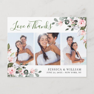 Eukalyptus Pink Roses Wedding 3 Foto Vielen Dank Postkarte