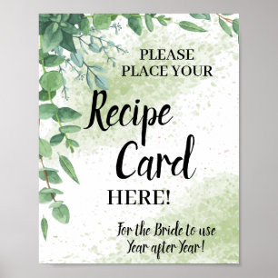 Eukalyptus Place Recipe Card Brautparty-Zeichen Poster