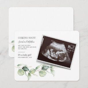 Eukalyptus Pregnancy Greenery Gender Reveal Card