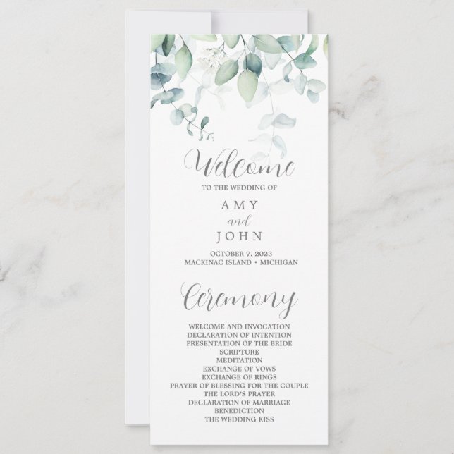 Eukalyptus-Programm für die Amy (Vorderseite)