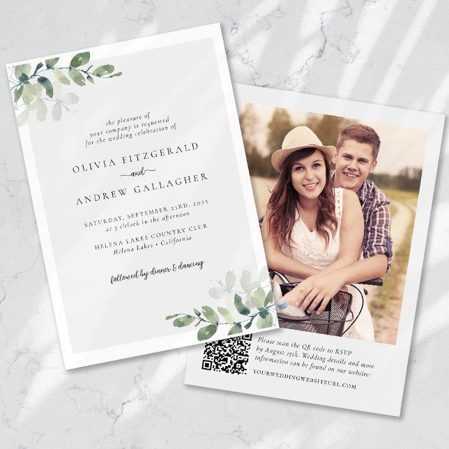 Eukalyptus QR Code Foto Wedding Einladung (Von Creator hochgeladen)