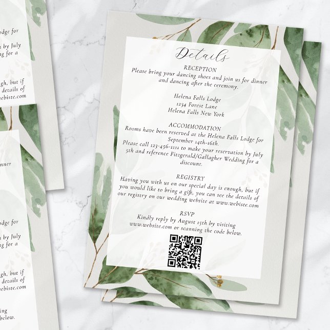 Eukalyptus QR Code Hochzeitdetails Begleitkarte (Von Creator hochgeladen)