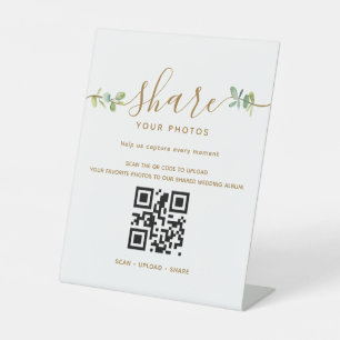Eukalyptus QR-Code Hochzeitsfoto-Sharing Sockelschild