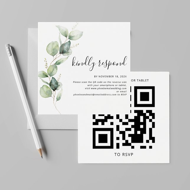 Eukalyptus QR Code Hochzeitswebsite UAWG (Eucalyptus Greenery QR Code Wedding RSVP Code)