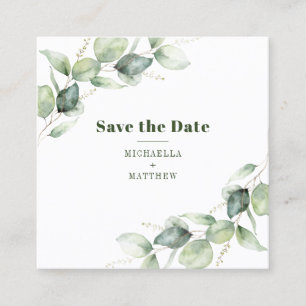 Eukalyptus QR-Code Minimalistisch Save the Date Quadratische Visitenkarte