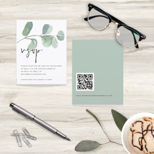 Eukalyptus QR-Code-Skript-Hochzeit RSVP