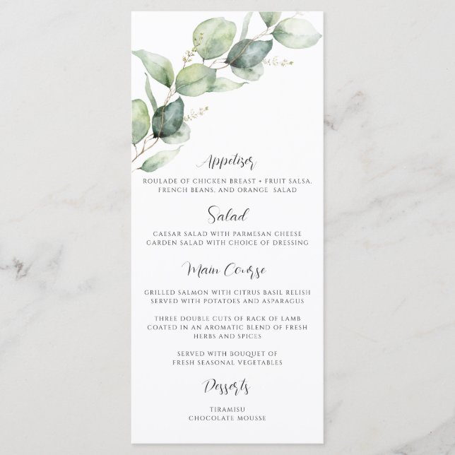 Eukalyptus Quinceanera 15. Geburtstagsparty Foto Menükarte (Vorderseite)