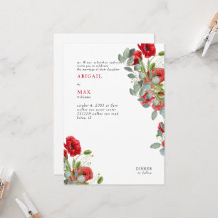 Eukalyptus Red Floral Wedding Einladung
