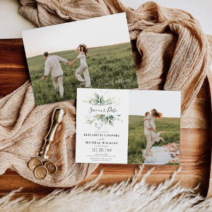 Eukalyptus Rette unser Datum mit Fotokarte Save The Date