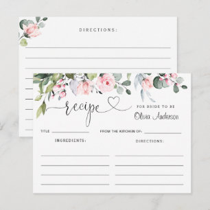 Eukalyptus-Rosa-Brautparty-Rezeptkarte Postkarte