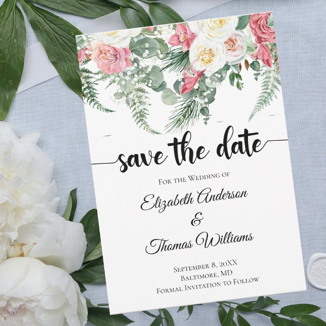 Eukalyptus Rosa Rose Save the Date Einladung (Von Creator hochgeladen)