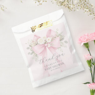 Eukalyptus Rosa Schleife Baby Shower Danke Geschenktütchen