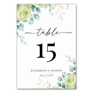 Eukalyptus-Rose Elegant Boho Greenerity Wedding Tischnummer