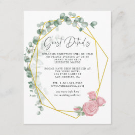 Eukalyptus Rose Geometric Wedding Guest Details Begleitkarte
