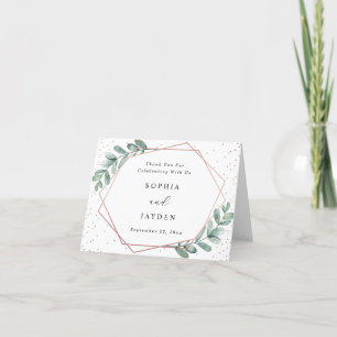 Eukalyptus Rose Gold Geometric Wedding Dankeskarte