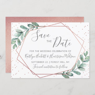 Eukalyptus Rose Gold Geometric Wedding Save The Date