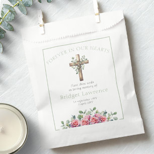 Eukalyptus & Rosen Holzkreuz Beerdigungs-Samenpack Geschenktütchen
