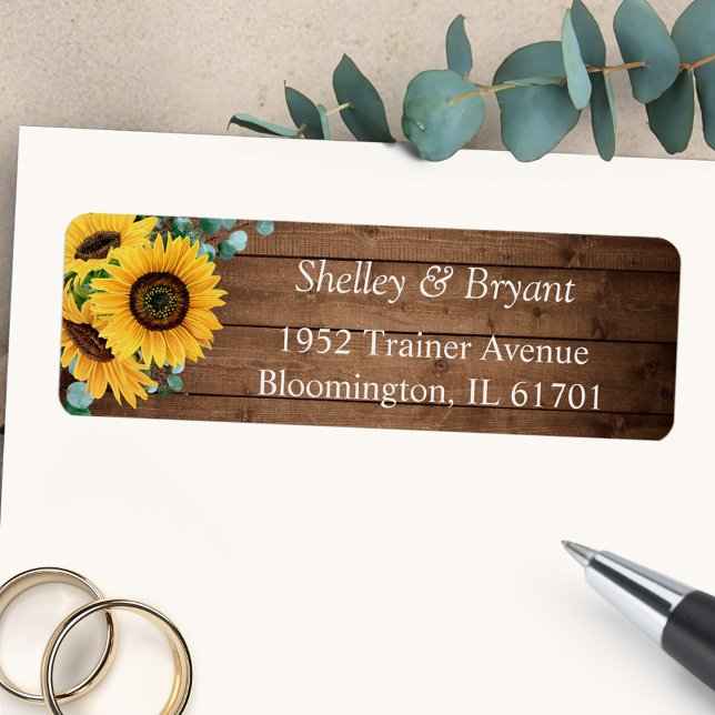 Eukalyptus-Rücksendeadresse (Charming country vibes with our Rustic Sunflower Eucalyptus Return Address Label.)
