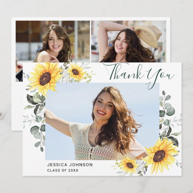 Eukalyptus Rustic 3 FOTO Abschluss Dankeskarte (Vorne/Hinten)