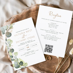 Eukalyptus Rustic All in one QR Code Wedding Einladung