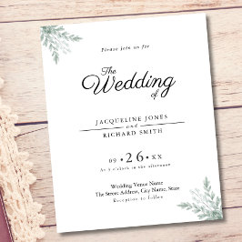Eukalyptus Rustic Budget Chic Hochzeit Einladung Flyer