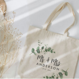 Eukalyptus rustic einfache moderne mr und mrs zu G Tragetasche