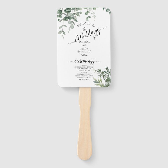 Eukalyptus Rustic Greenerity Wedding Fächer (Vorderseite)