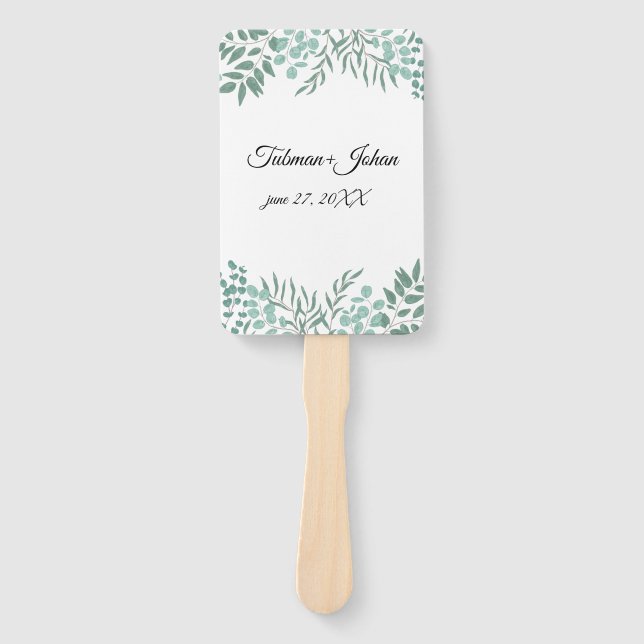 Eukalyptus Rustic Greenerity Wedding Fächer (Vorderseite)