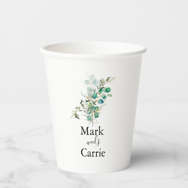 Eukalyptus Rustic Greenerity Wedding Paper Cup Pappbecher (Vorderseite)