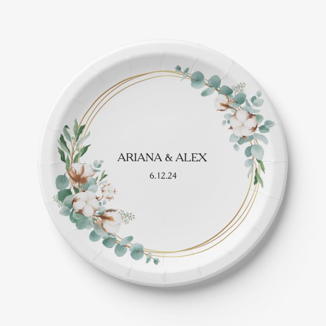 Eukalyptus Rustic Greenerity Wedding Paper Teller (Vorderseite)