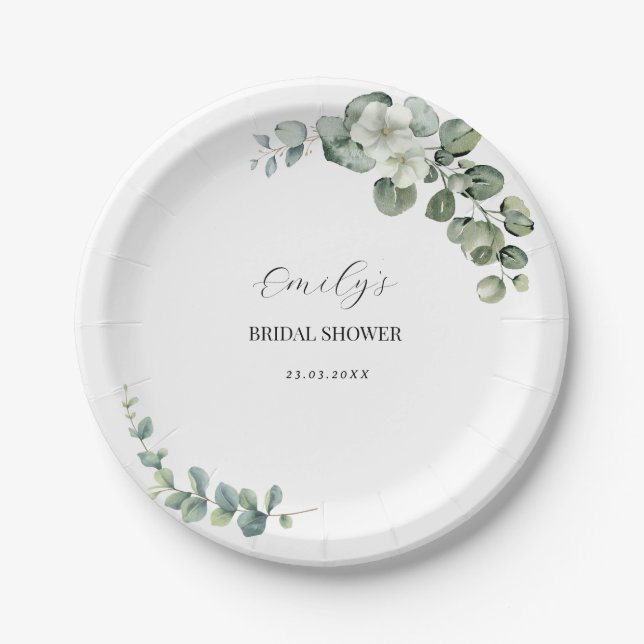 Eukalyptus Rustic Greenerity Wedding Pappteller (Vorderseite)