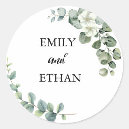 Eukalyptus Rustic Greenerity Wedding Runder Aufkleber