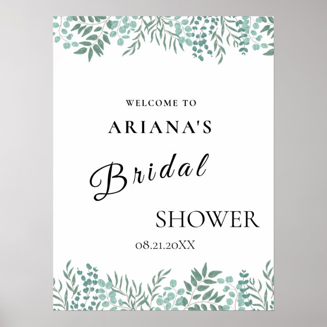 Eukalyptus Rustic Greenerity Wedding Sign Poster (Vorne)