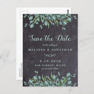 Eukalyptus Rustic QR Code Wedding Save the Date Postkarte