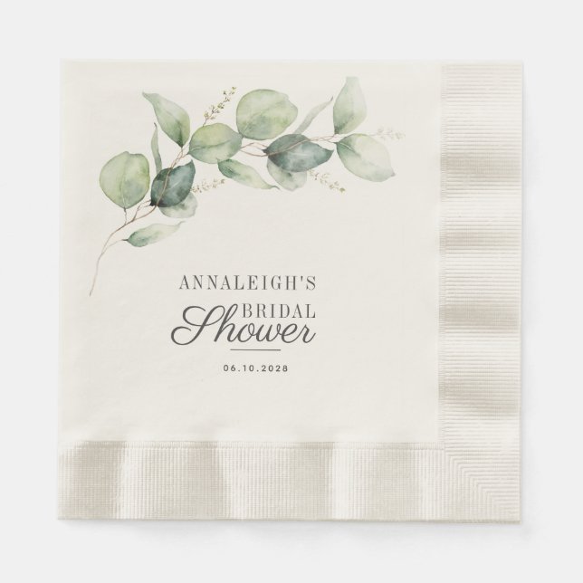 Eukalyptus Rustic Script Brautparty Greenery Serviette (Vorderseite)