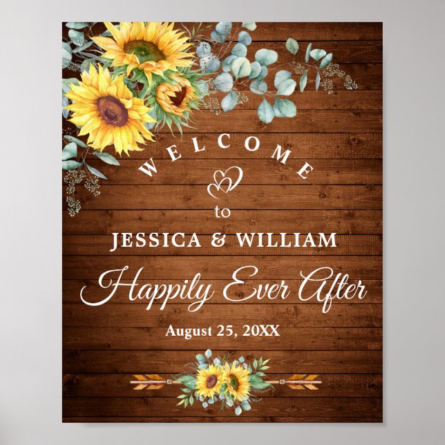 Eukalyptus Rustic Wedding Begrüßungszeichen Poster (Vorne)