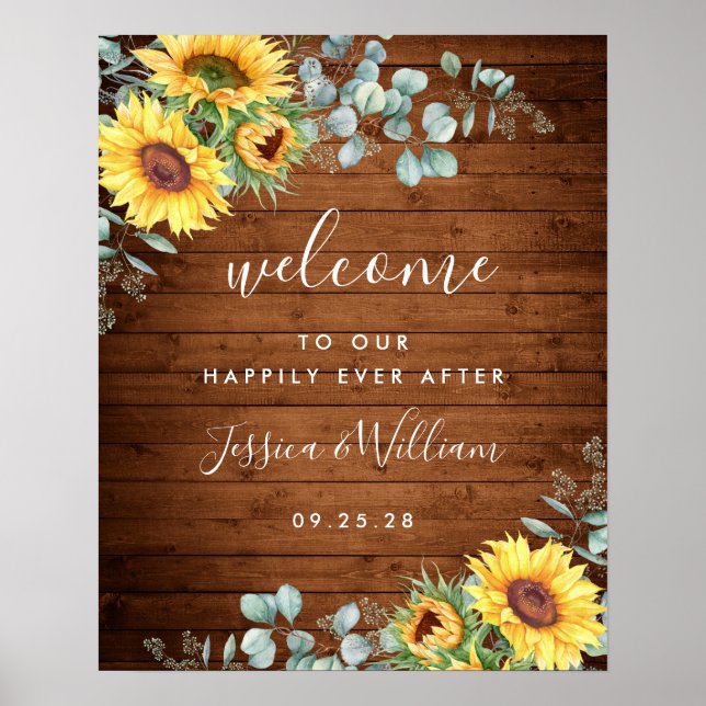 Eukalyptus Rustic Wedding Begrüßungszeichen Poster (Vorne)