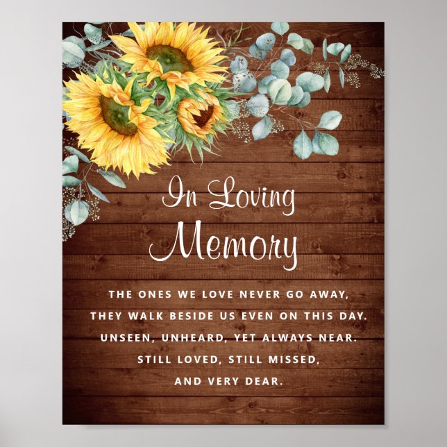 Eukalyptus Rustic Wedding Memorial Sign Poster (Vorne)