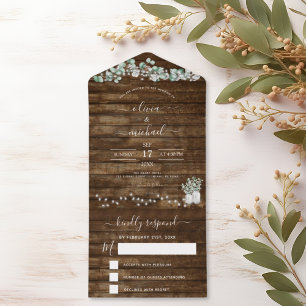 Eukalyptus Rustic Wedding String Lights UAWG All In One Einladung