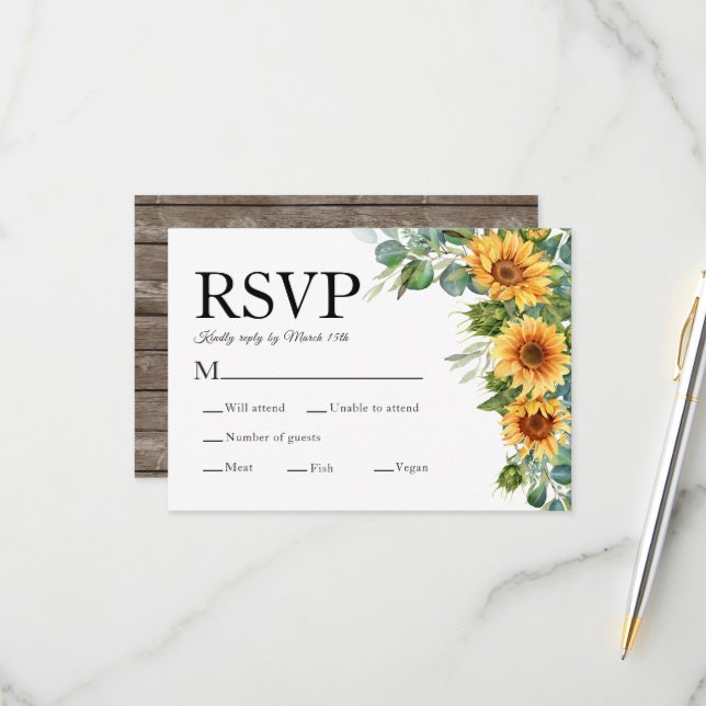 Eukalyptus Rustic Wood QR Code RSVP Card (Vorderseite/Rückseite Beispiel)