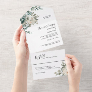 Eukalyptus Rustikale Grünpflanzen Hochzeit All In One Einladung