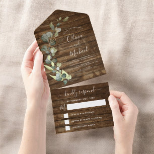 Eukalyptus Rustikale Landhochzeit RSVP All In One Einladung