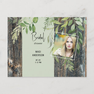 Eukalyptus Rustikales Foto Brautparty Einladungspostkarte