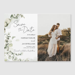 Eukalyptus Sage Foto Hochzeit Sichern Sie das Datu Magneteinladung