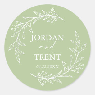 Eukalyptus Sage Green Custom Wedding Stickers