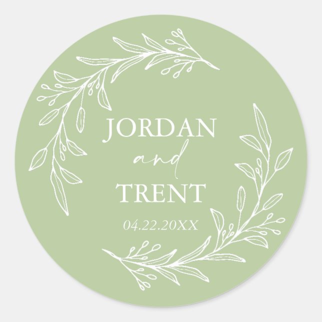 Eukalyptus Sage Green Custom Wedding Stickers (Vorderseite)