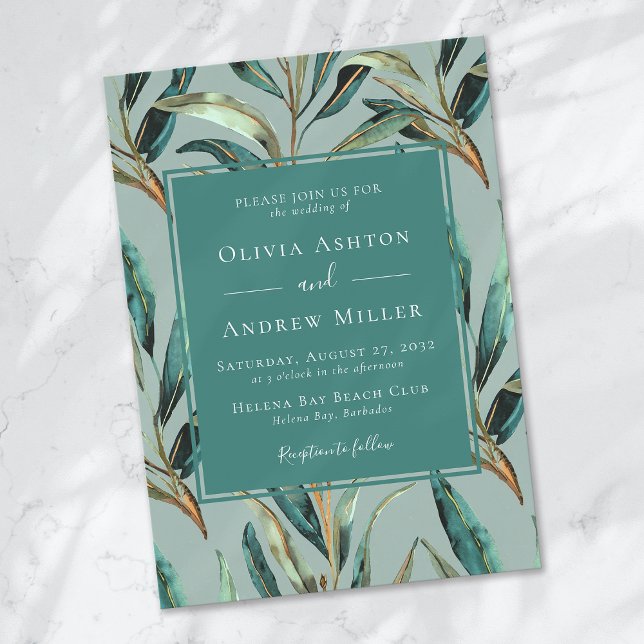 Eukalyptus Sage Green Gold Elegante Hochzeit Einladung (Von Creator hochgeladen)
